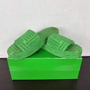 Bottega Veneta Green Terry‎ Slides Size 44 US 10.5 Comfort Loungewear Italy